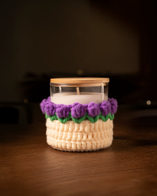 Eden's Blossoms Candle (With Handmade Crochet Cozy)