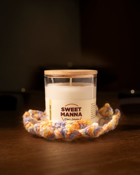 Eden's Blossoms Candle (With Handmade Crochet Cozy)